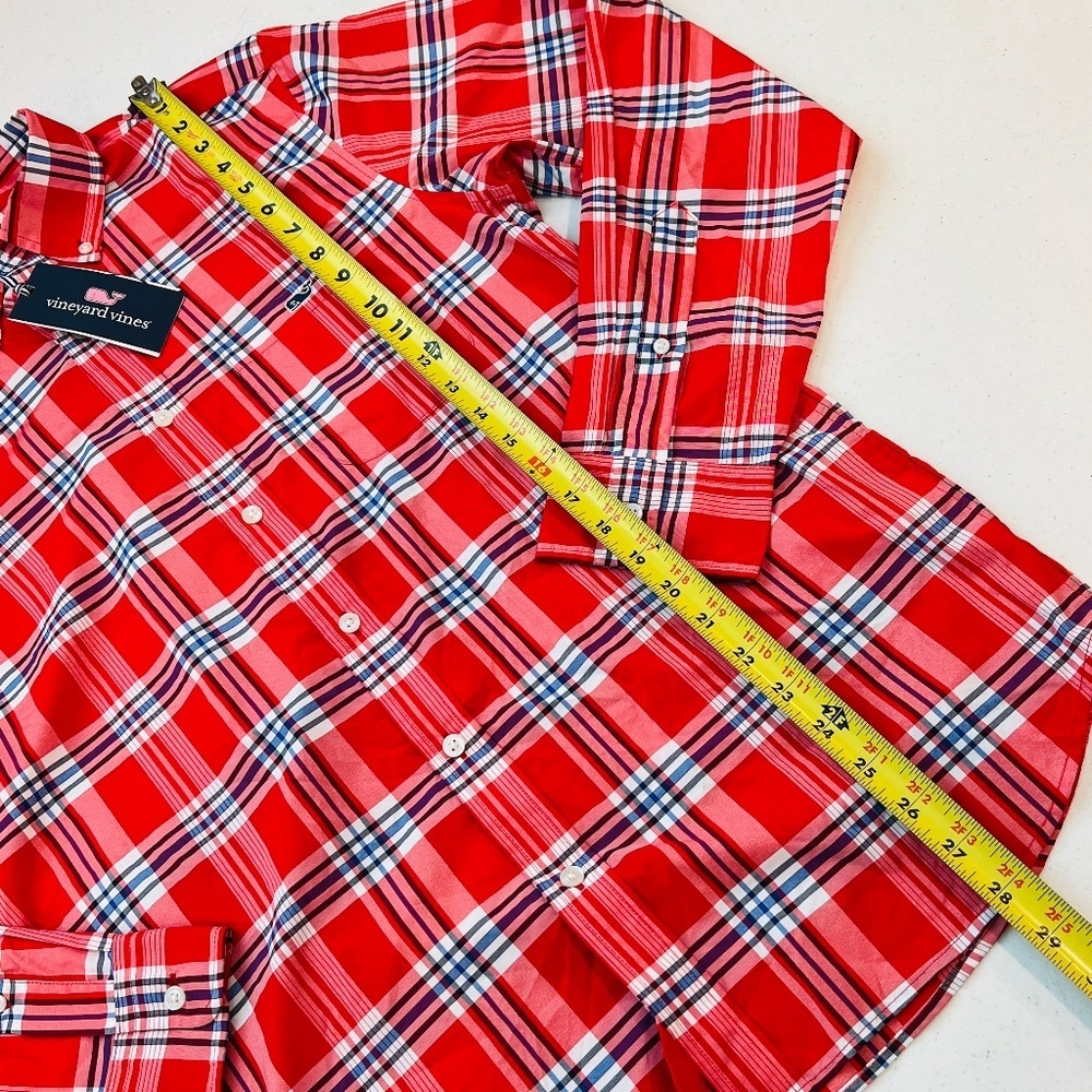 NWT Vineyard Vine OTG Performance M Long Sleeve Shirt Racing Red / Blue / White - Picture 2 of 5